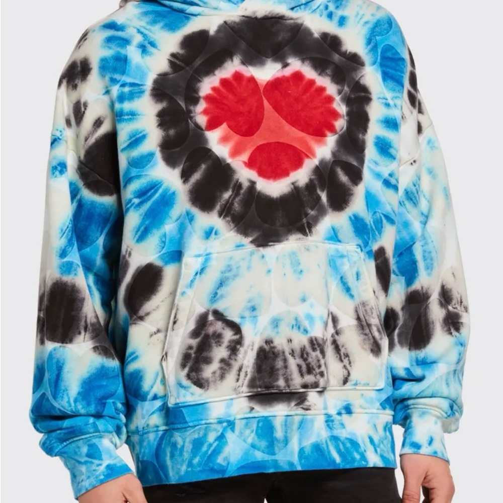 Amiri Men's Tie-Dye Hoodie - Blue and Black oversized Small